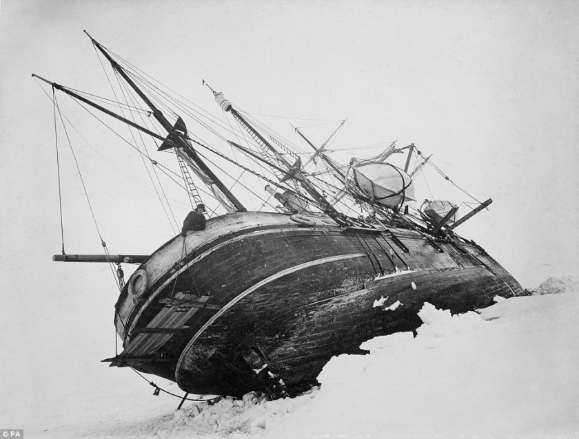 Photograph of the 'Endurance' trapped in the ice